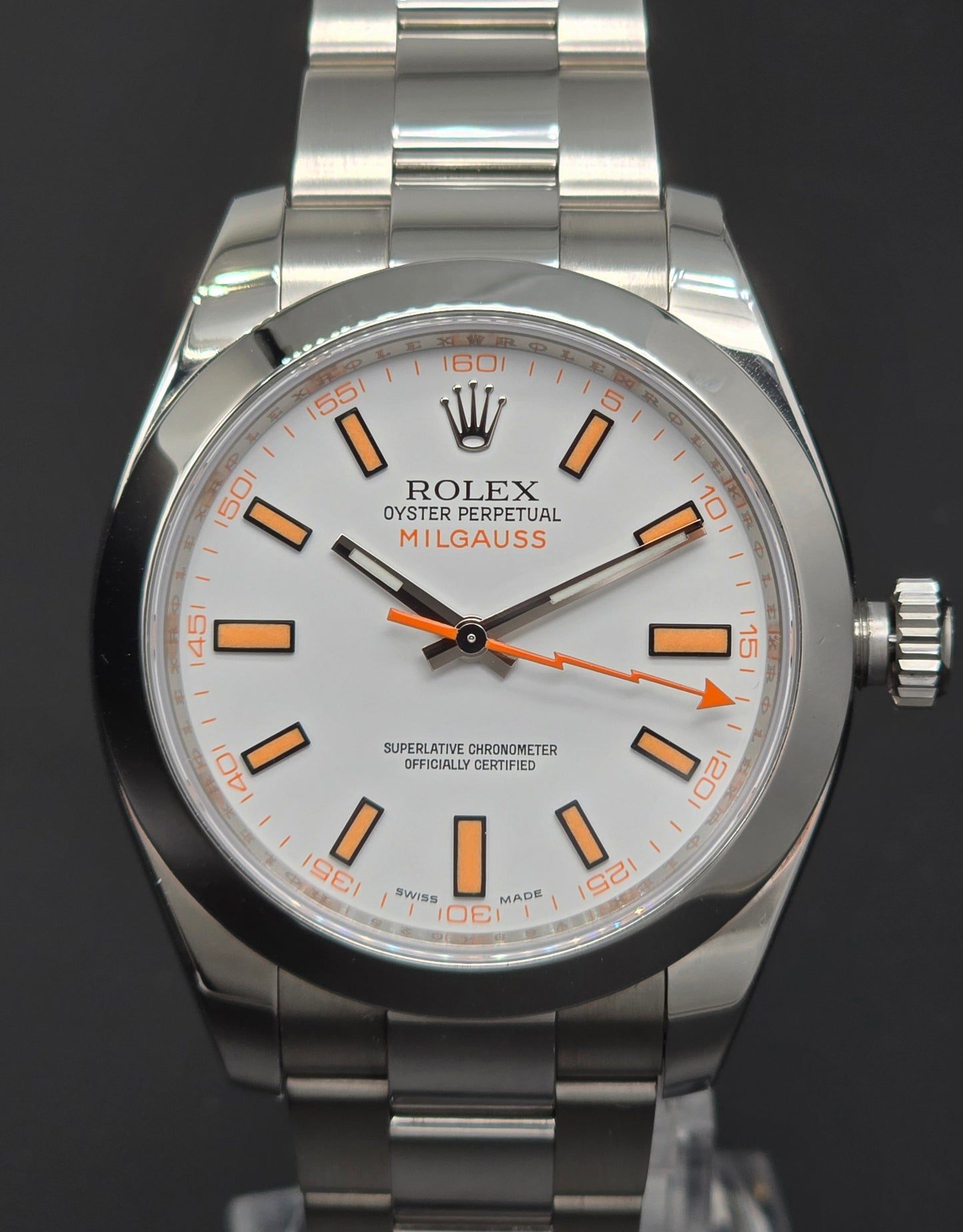 Rolex Milgauss 116400 "Lightning Bolt" White Dial