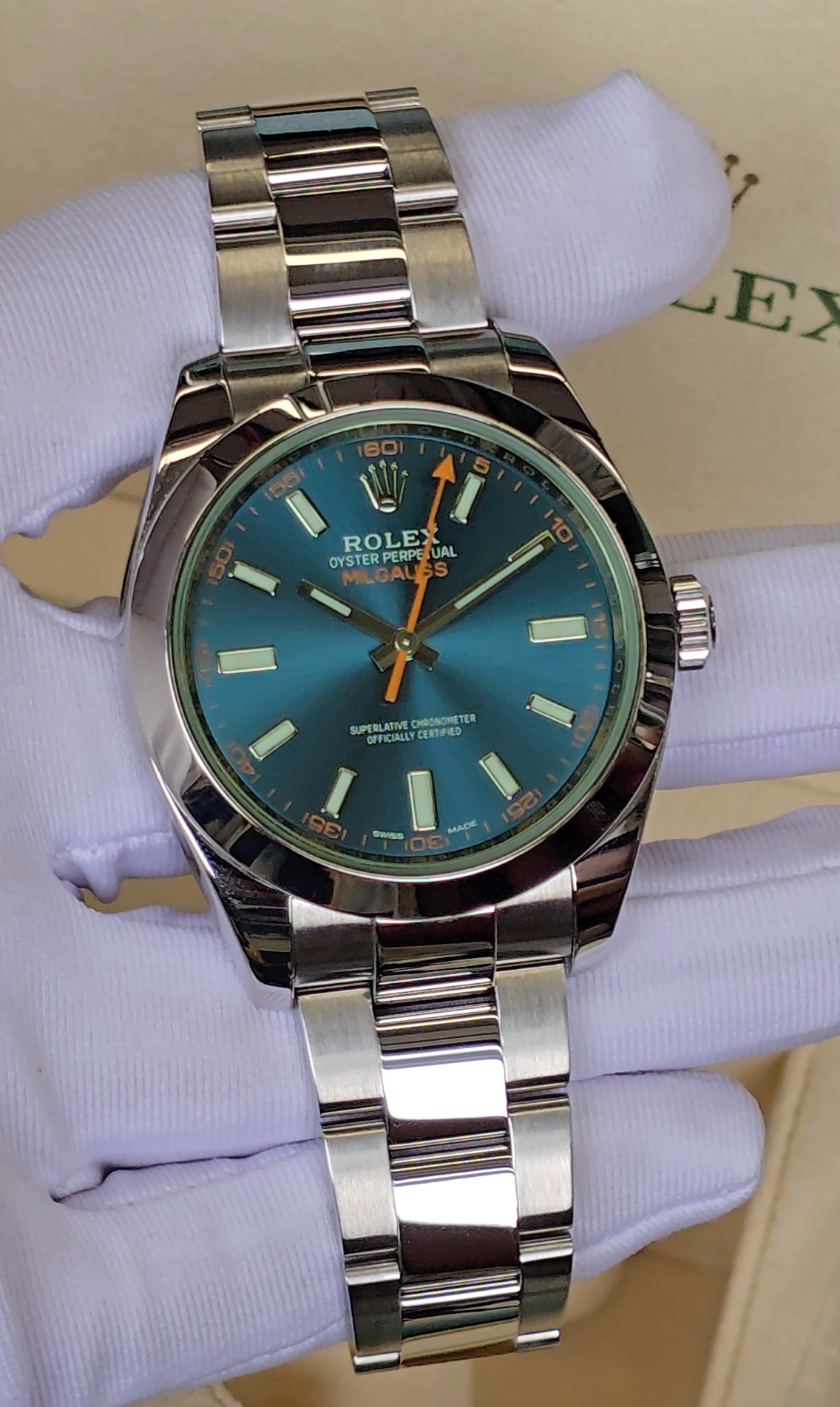 Rolex Milgauss 116400GV "Z-Blue Green Sapphire"