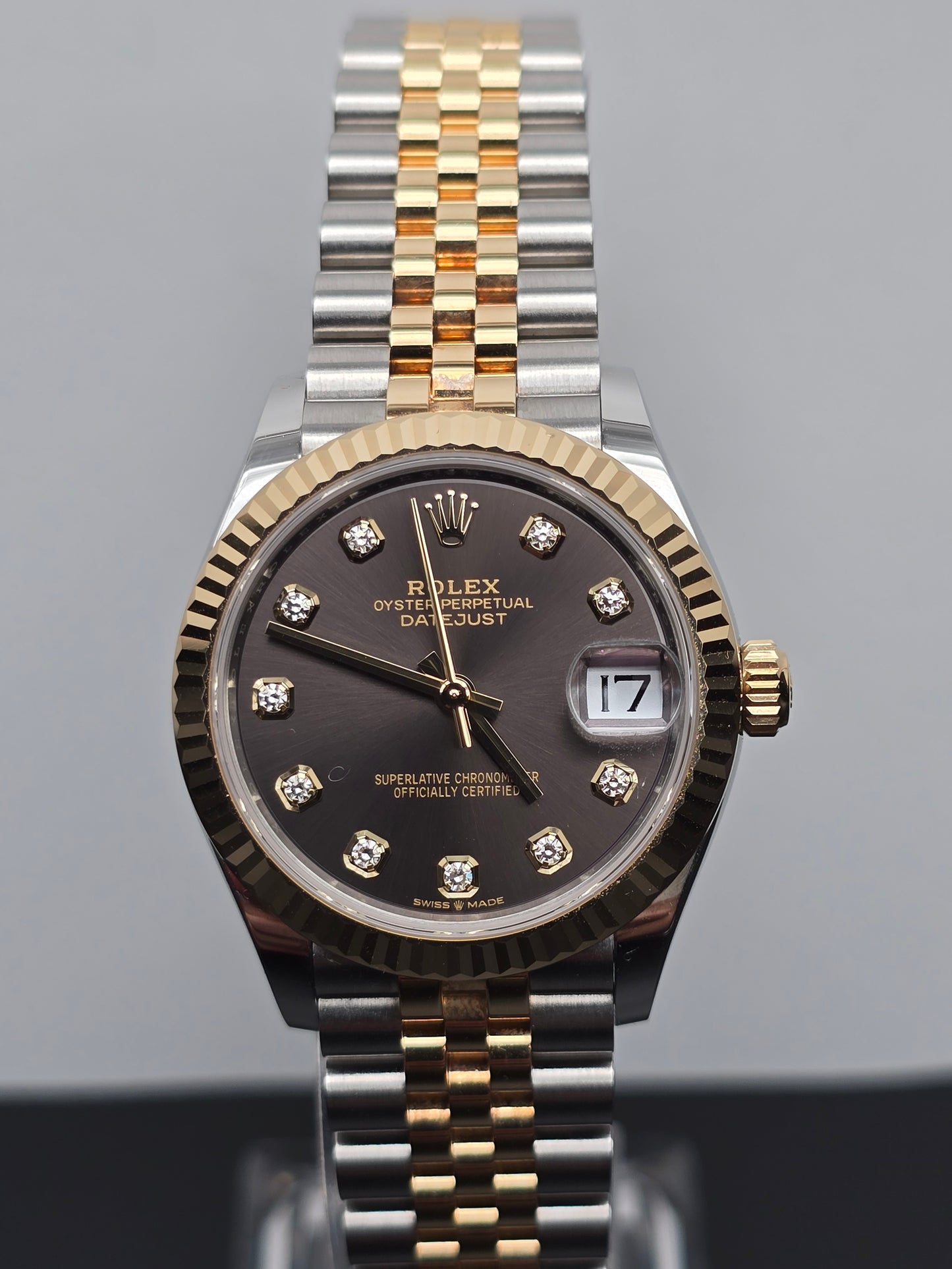 ROLEX DATEJUST 278273 - 31MM BROWN DIAMOND DIAL IN YELLOW ROLESOR