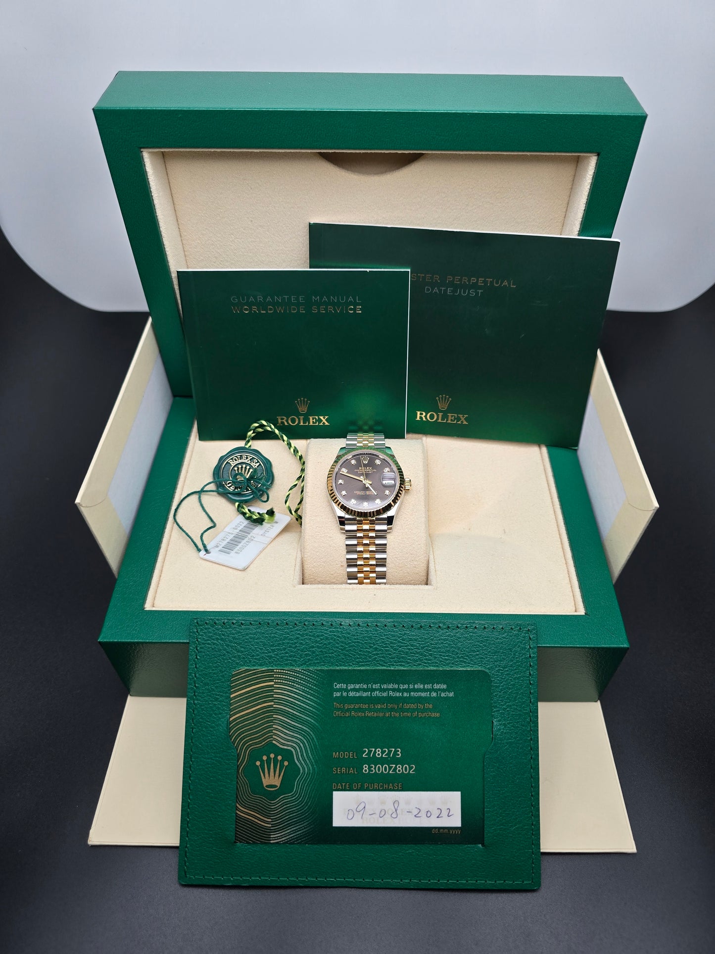 ROLEX DATEJUST 278273 - 31MM BROWN DIAMOND DIAL IN YELLOW ROLESOR