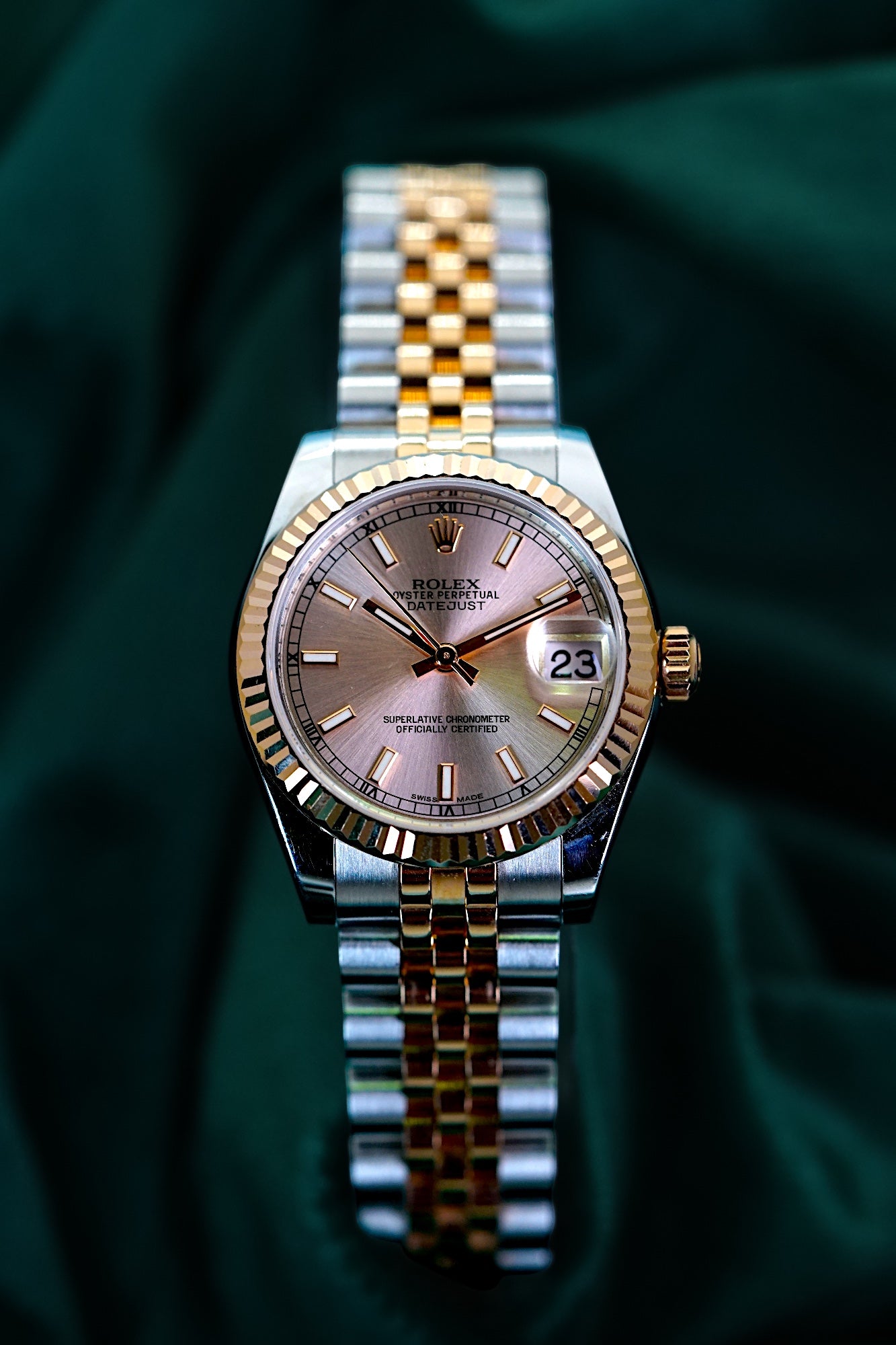 Rolex Datejust 31 FULL SET Ladies Pink Dial Two-tone Everose 18c Fluted Bezel 178271