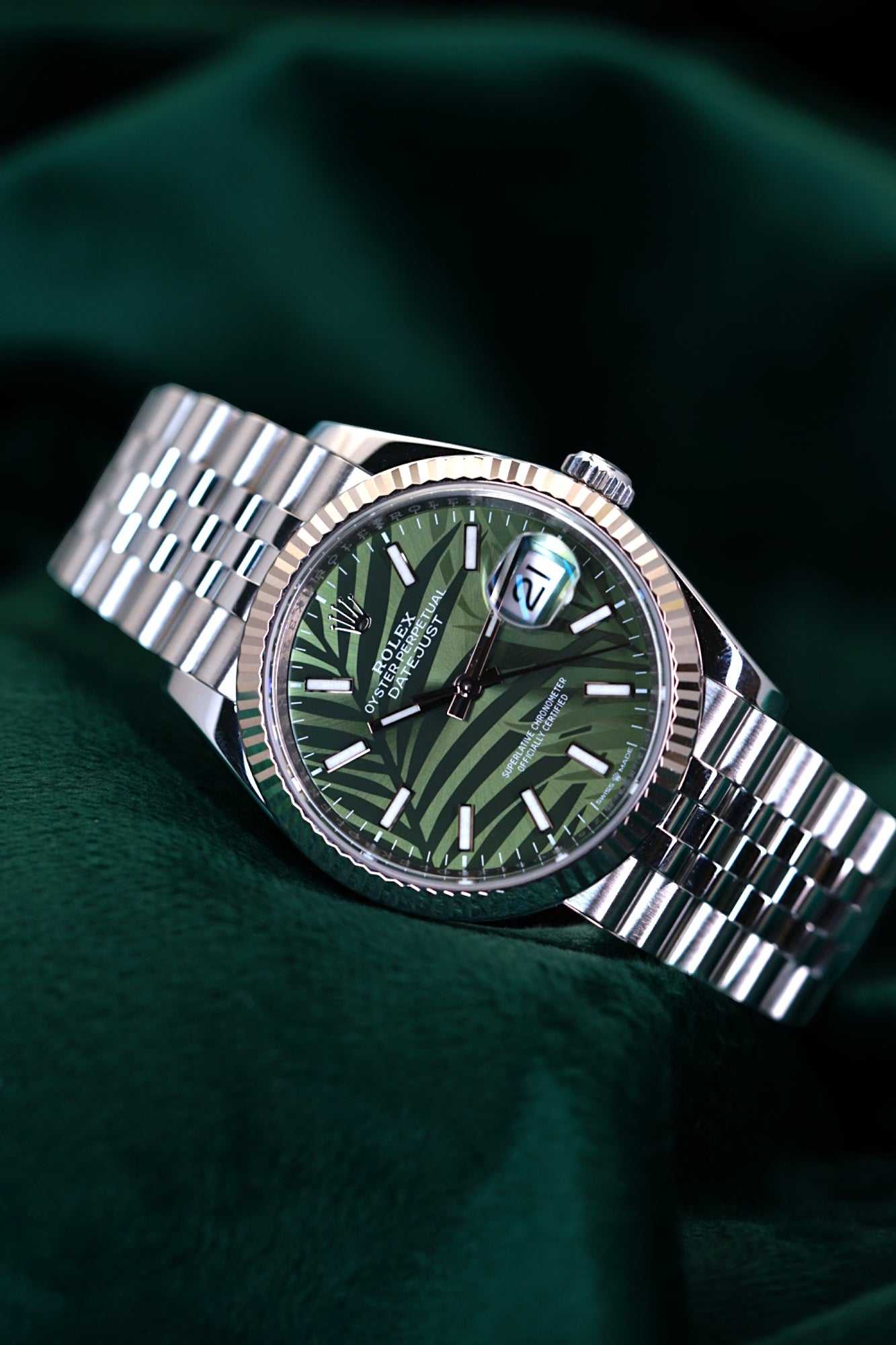 Rolex Datejust 36 Discontinued Palm Leaf Dial Olive Green Jubilee Motif