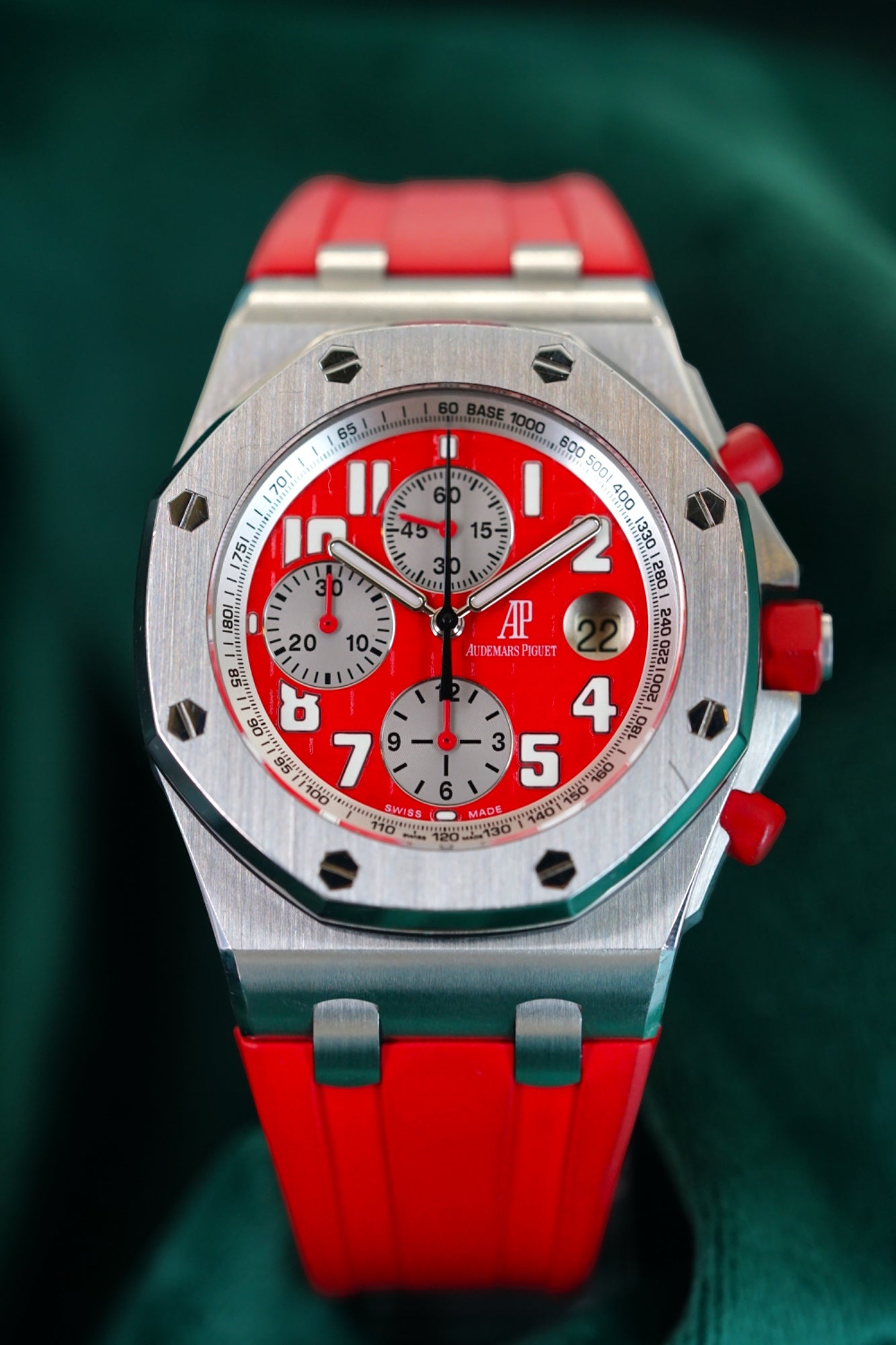 Audemars Piguet Royal Oak Offshore Chronograph 'Rhone-fusterie' Boutique Edition Ferrari RED Chronograph A LIMITED EDITION STEEL CHRONOGRAPH in Complete Set