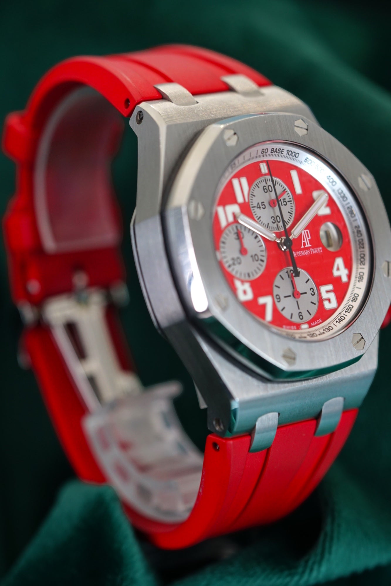 Audemars Piguet Royal Oak Offshore Chronograph 'Rhone-fusterie' Boutique Edition Ferrari RED Chronograph A LIMITED EDITION STEEL CHRONOGRAPH in Complete Set