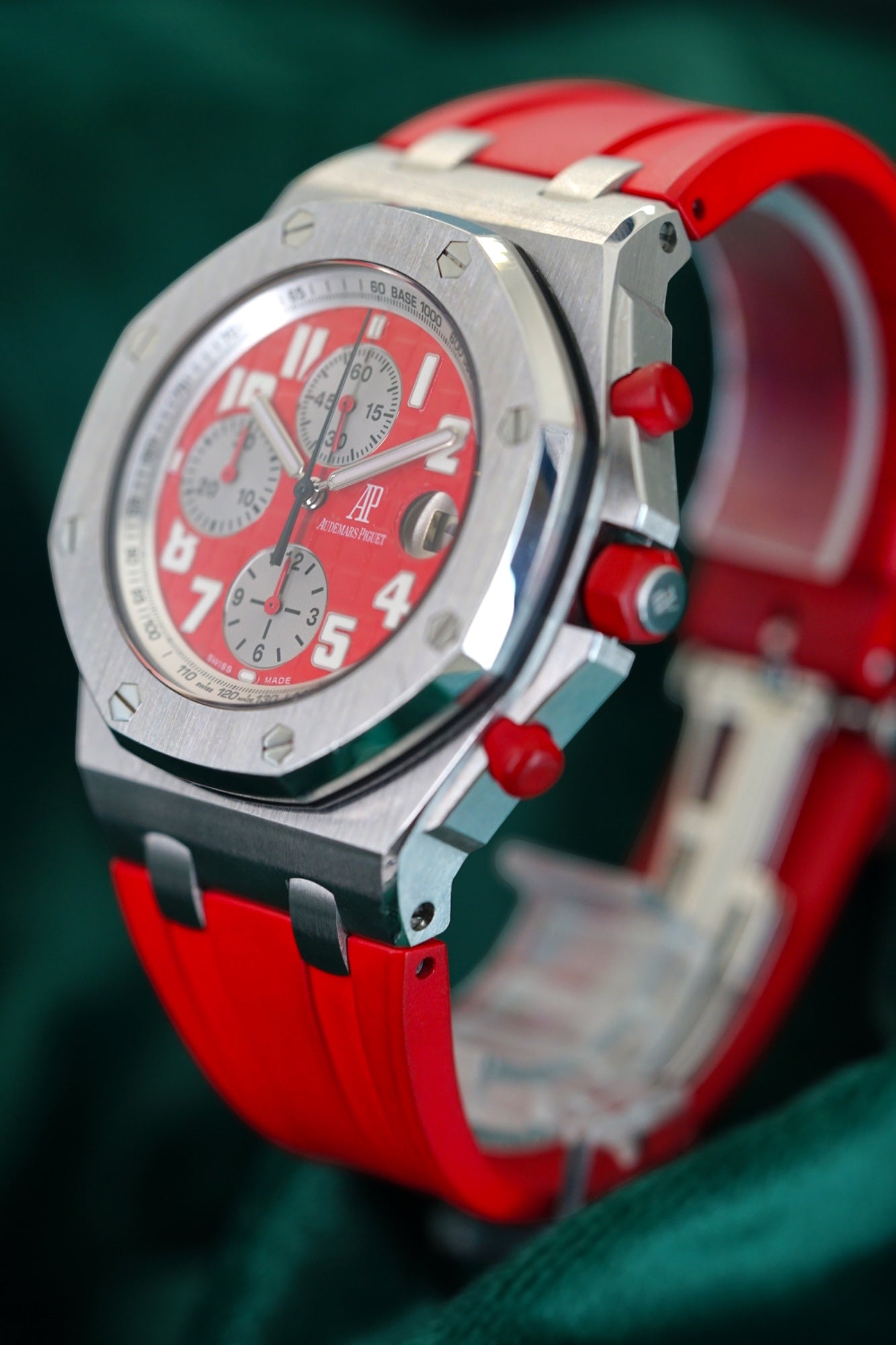 Audemars Piguet Royal Oak Offshore Chronograph 'Rhone-fusterie' Boutique Edition Ferrari RED Chronograph A LIMITED EDITION STEEL CHRONOGRAPH in Complete Set