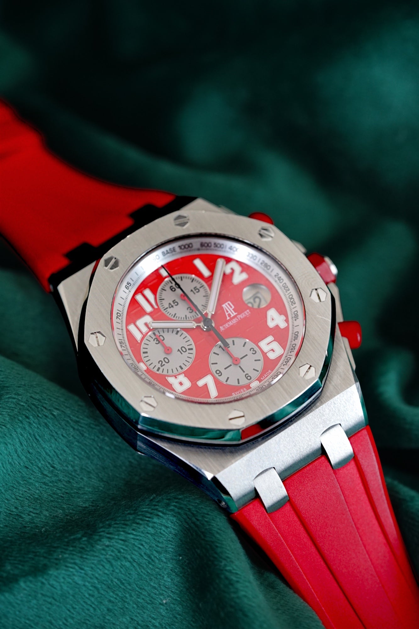 Audemars Piguet Royal Oak Offshore Chronograph 'Rhone-fusterie' Boutique Edition Ferrari RED Chronograph A LIMITED EDITION STEEL CHRONOGRAPH in Complete Set
