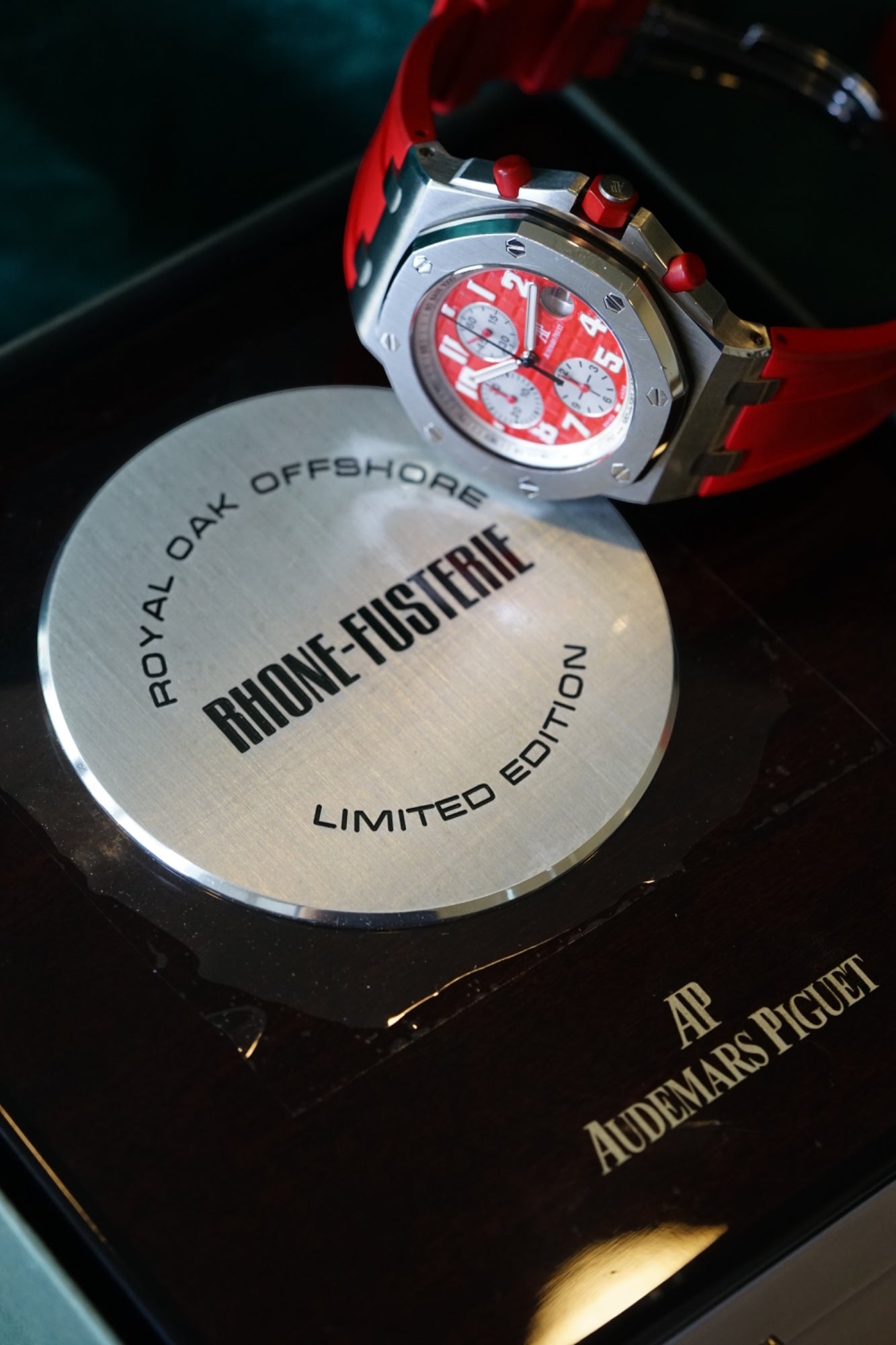Audemars Piguet Royal Oak Offshore Chronograph 'Rhone-fusterie' Boutique Edition Ferrari RED Chronograph A LIMITED EDITION STEEL CHRONOGRAPH in Complete Set