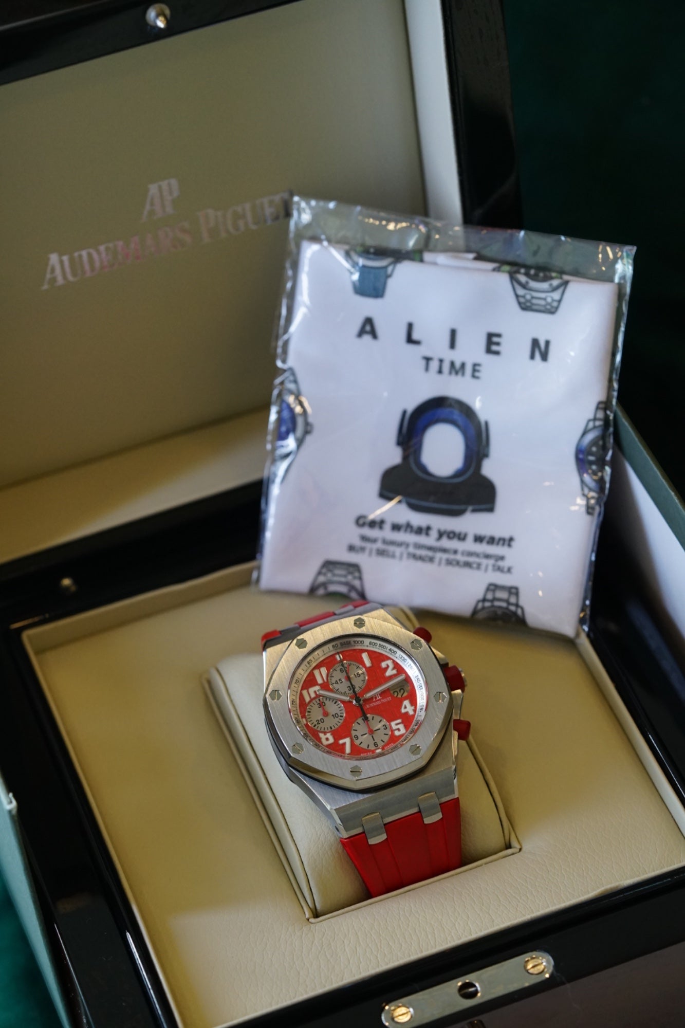 Audemars Piguet Royal Oak Offshore Chronograph 'Rhone-fusterie' Boutique Edition Ferrari RED Chronograph A LIMITED EDITION STEEL CHRONOGRAPH in Complete Set