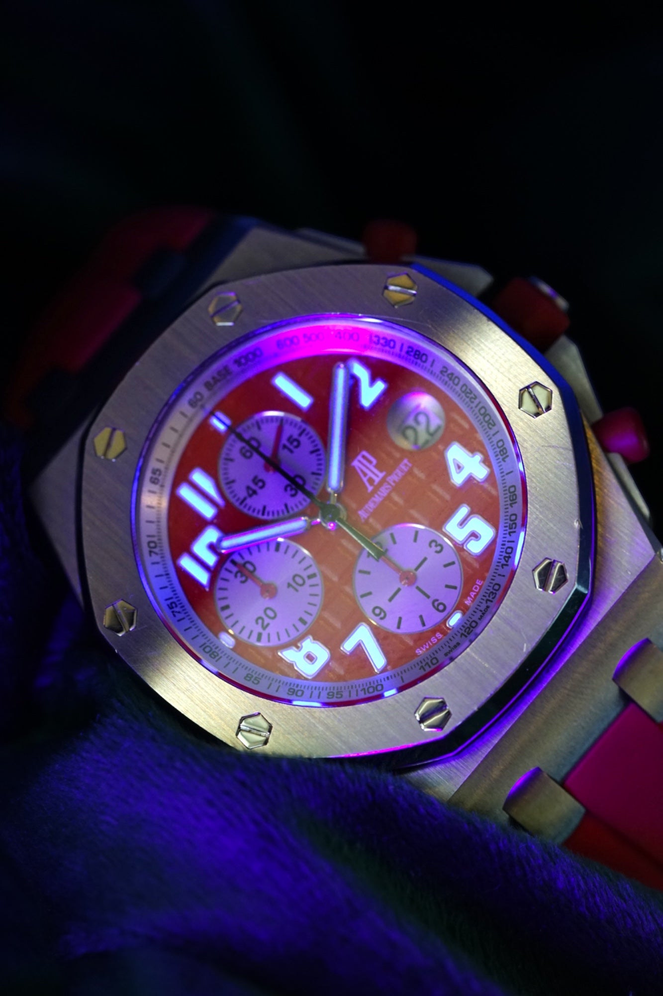 Audemars Piguet Royal Oak Offshore Chronograph 'Rhone-fusterie' Boutique Edition Ferrari RED Chronograph A LIMITED EDITION STEEL CHRONOGRAPH in Complete Set