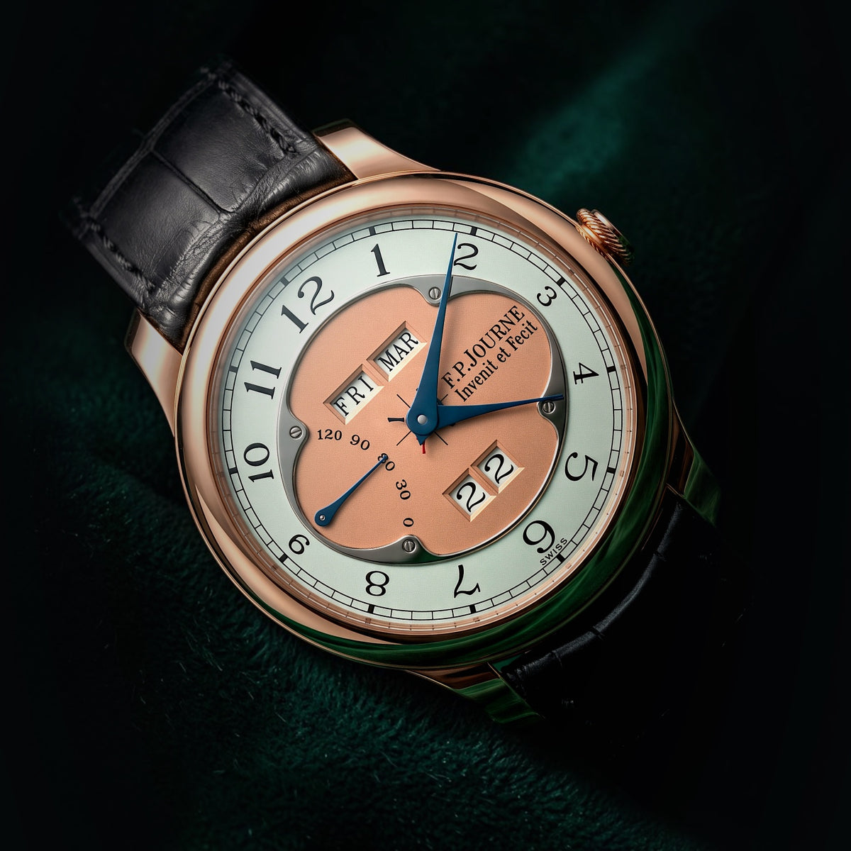 F.P. Journe Quantième Perpétuel QP Salmon Dial Rose Gold Blue Dial 40mm