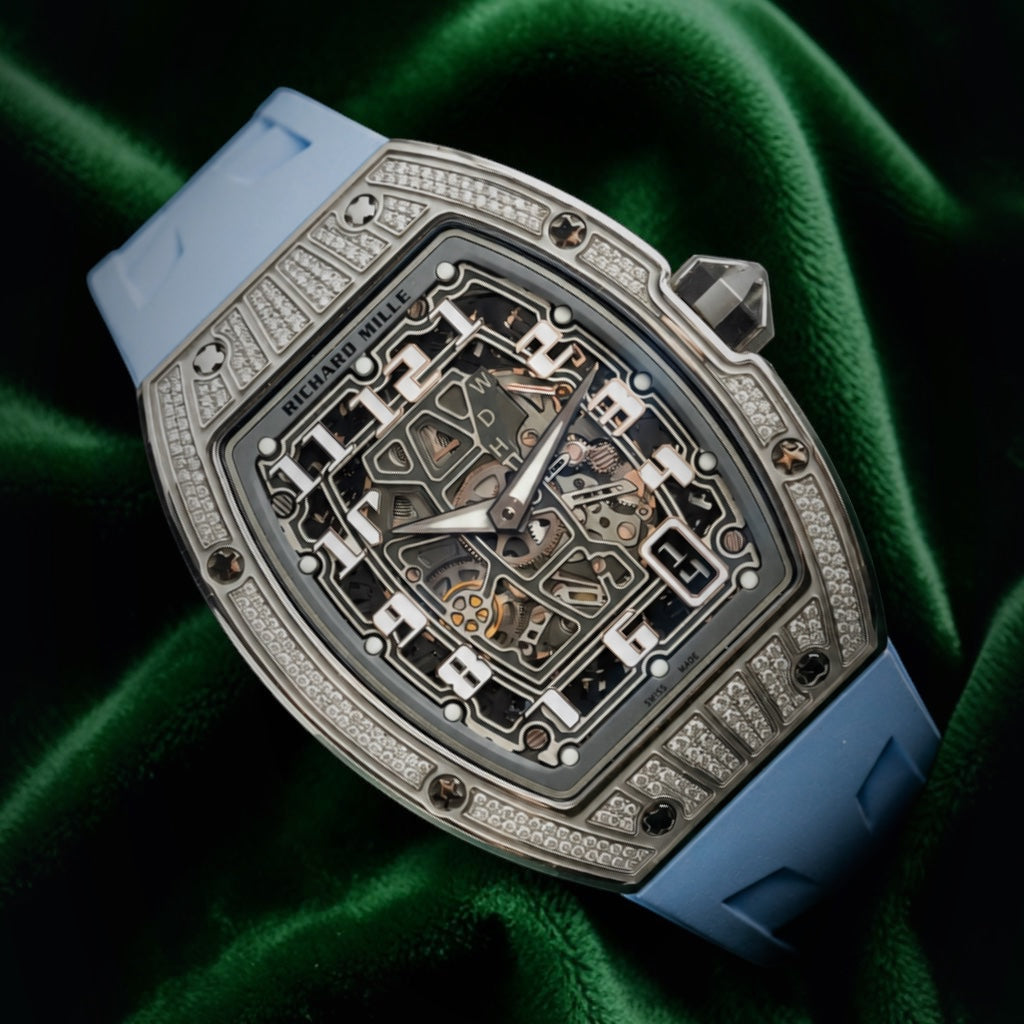 Richard Mille | Ref. RM67-01 | An Extra Flat 18k White Gold Diamond Paved Wristwatch RM 67-01