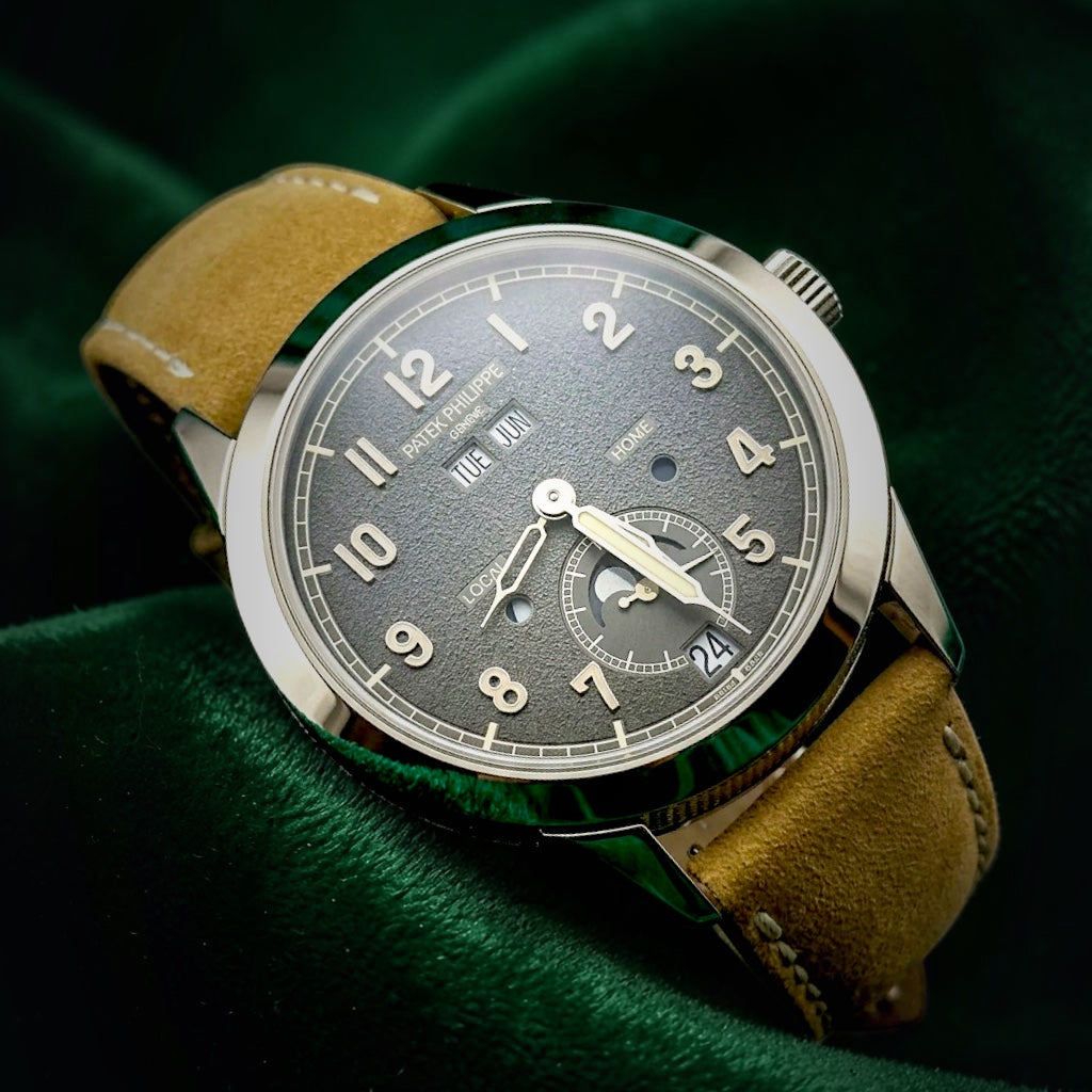 Patek Philippe Calatrava | Ref. 5226G-001 | A Black 'Charcoal' Dial White Gold Moonphase Annual Calendar Wristwatch