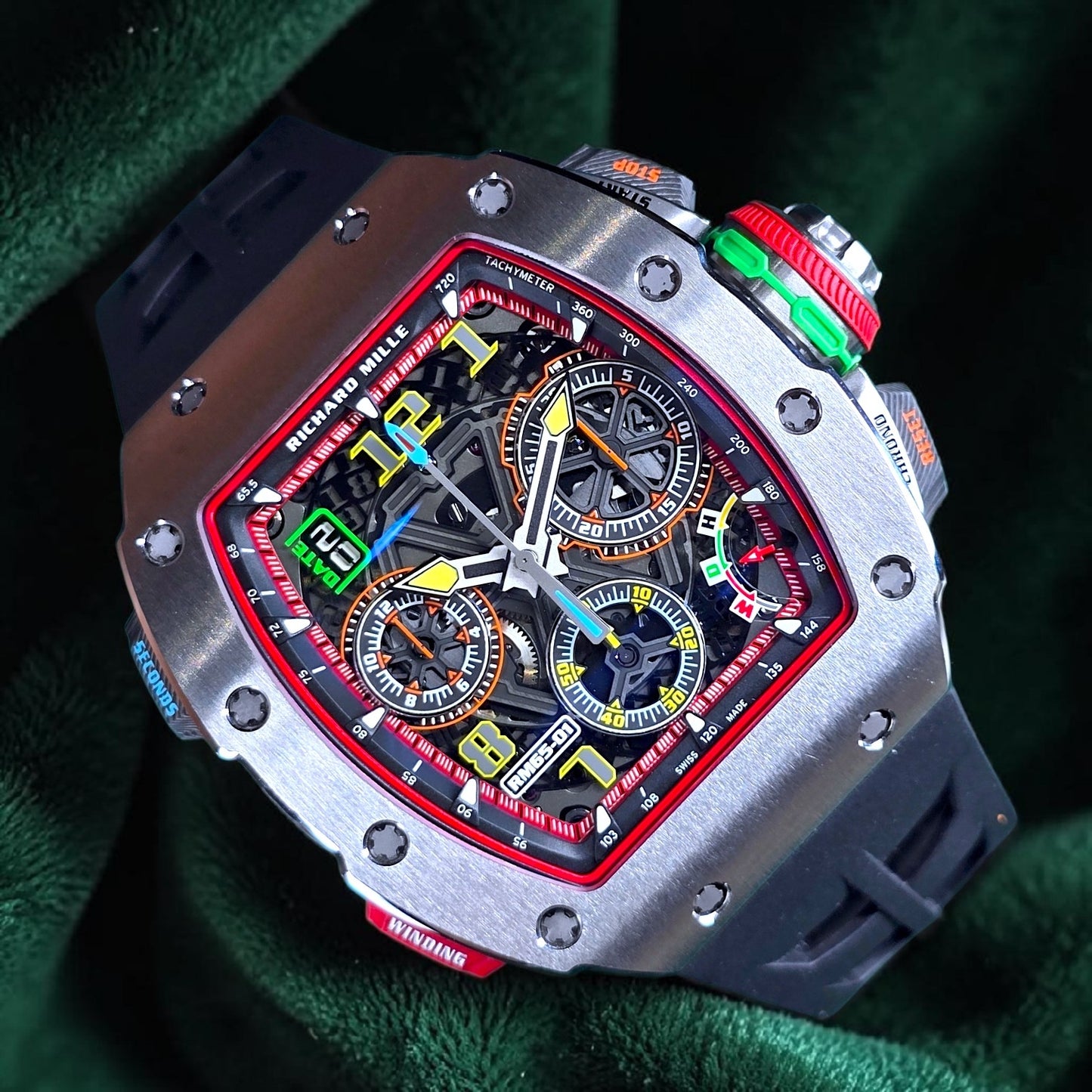 Richard Mille | Reference RM65-01 | A Titanium Skeletonized Split Seconds Chronograph 50mm Wristwatch