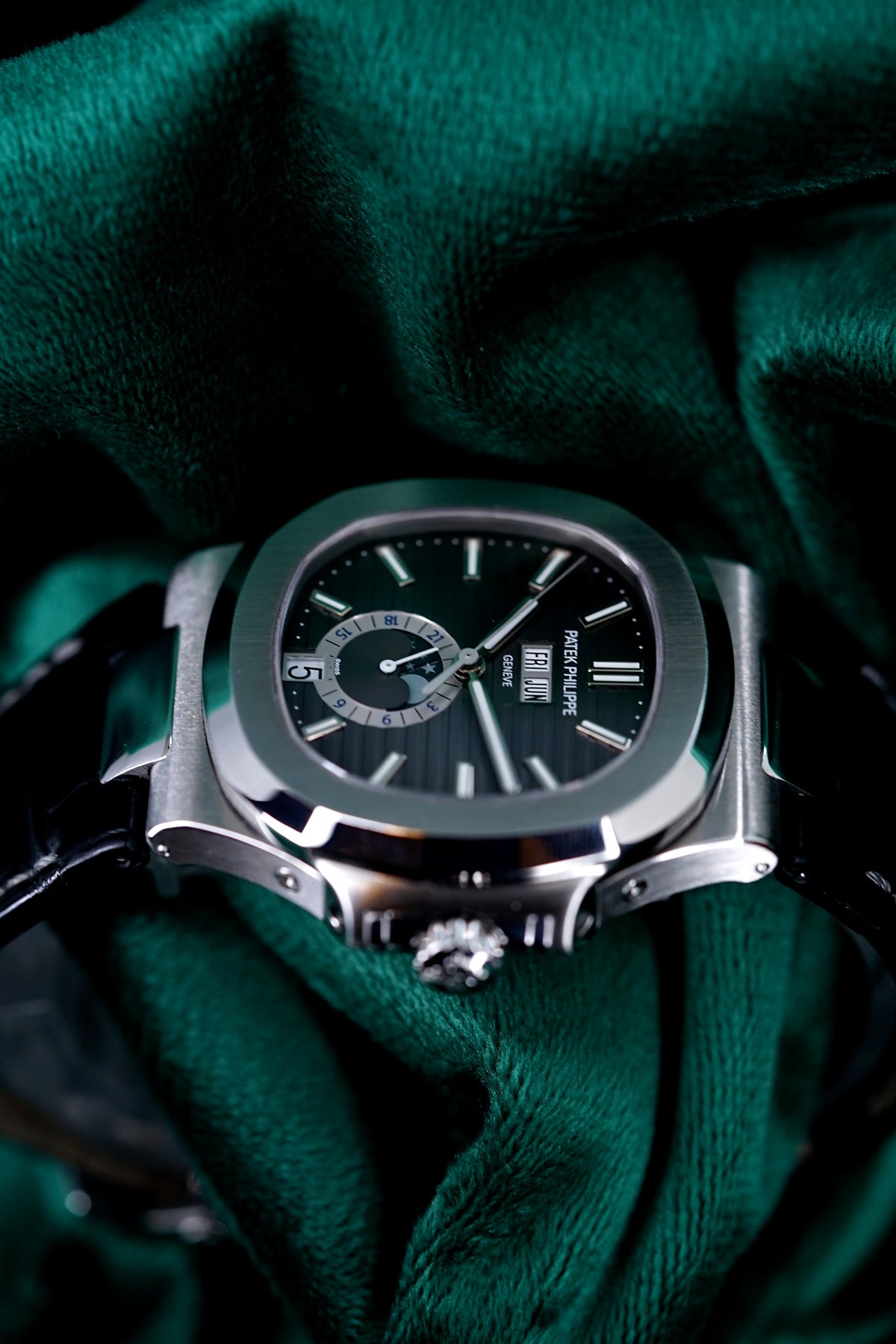 Patek Philippe | Reference 5726A-001 | A Stainless Steel Automatic Annual Calendar Moon Phases Wristwatch