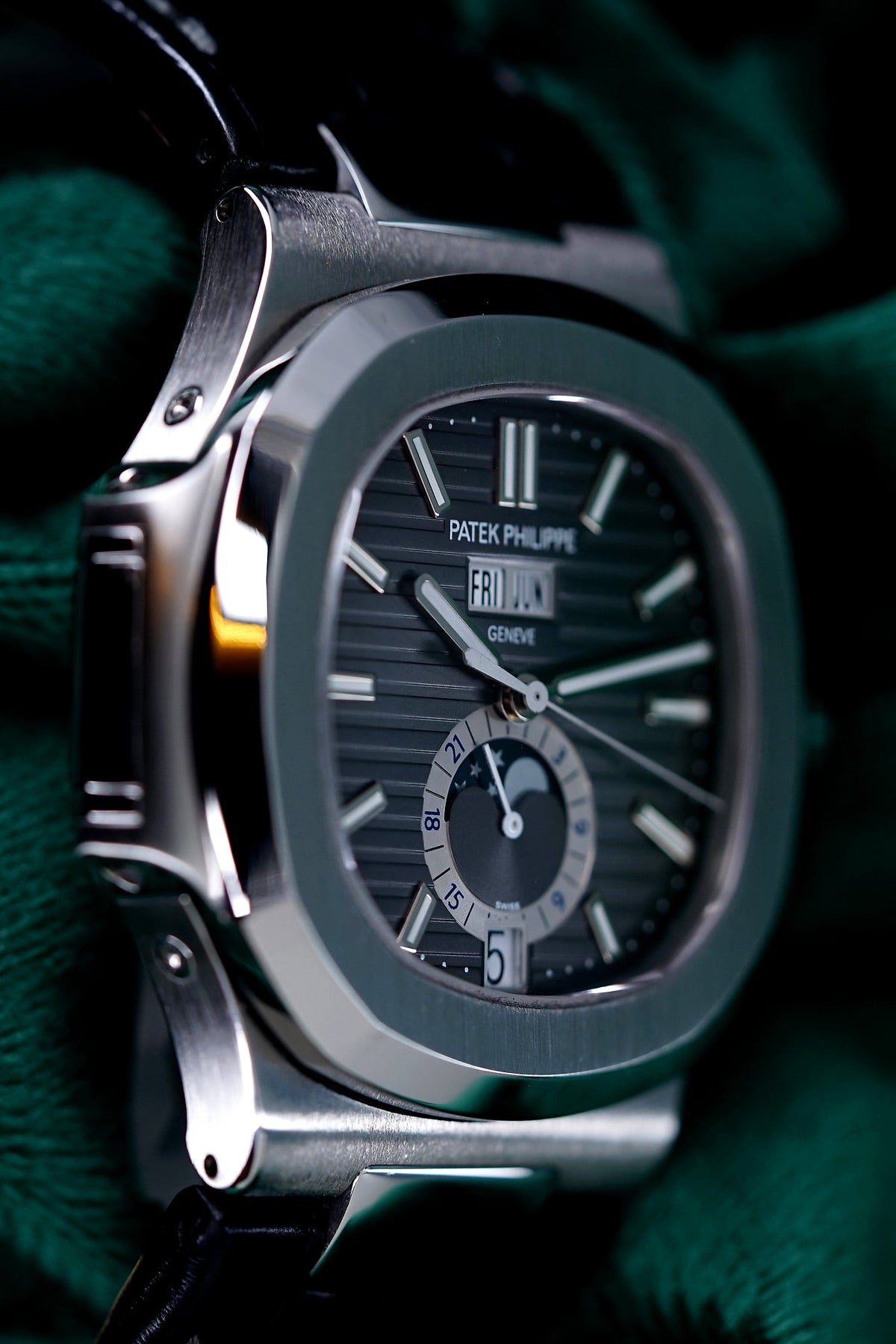 Patek Philippe | Reference 5726A-001 | A Stainless Steel Automatic Annual Calendar Moon Phases Wristwatch