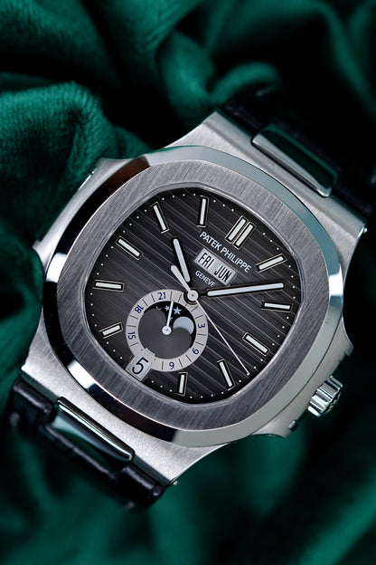 Patek Philippe | Reference 5726A-001 | A Stainless Steel Automatic Annual Calendar Moon Phases Wristwatch