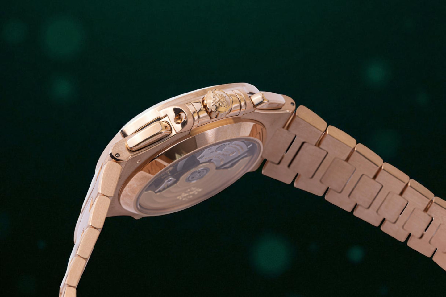Patek Philippe Nautilus Luxurious Rose Gold Bracelet Chronograph Sunburst Brown Chronograph