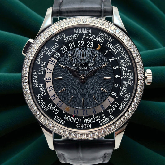 Patek Philippe World Time, Ref. 7130g | a Rare White Gold and Diamond-set Ladies' World Time Wristwatch