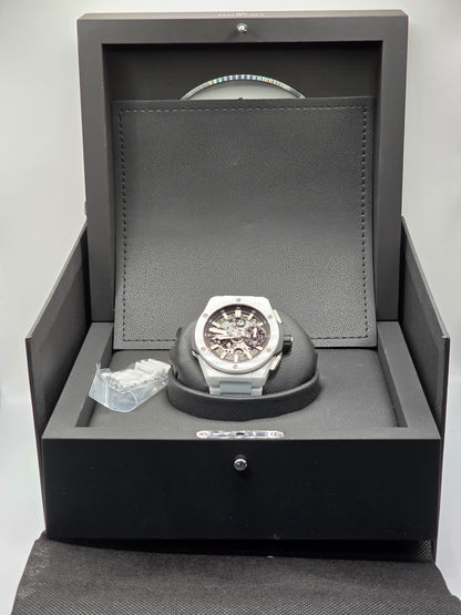 Hublot Big Bang Integral, Ref. 451.hx.1123.hx | a Rare White Ceramic 42mm Skeleton Dial Chronograph on an Integrated Bracelet, Complete Set
