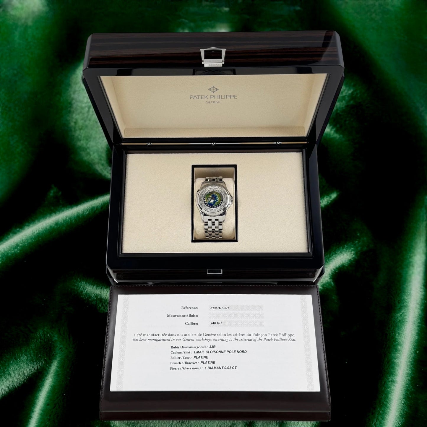 Patek Philippe World Time | Ref 5131/1P | A Cloisonné Enamel Platinum Worldtime Wristwatch