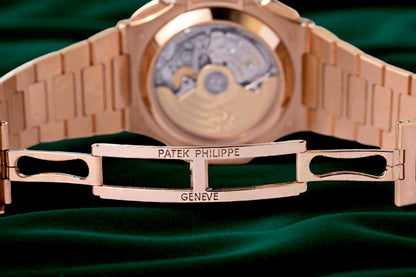 Patek Philippe Nautilus Luxurious Rose Gold Bracelet Chronograph Sunburst Brown Chronograph