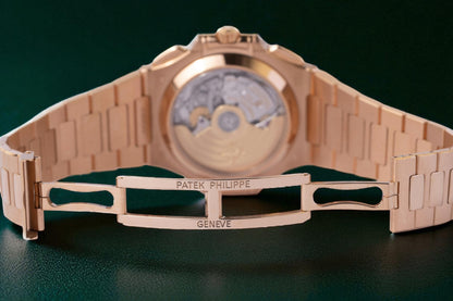 Patek Philippe Nautilus Luxurious Rose Gold Bracelet Chronograph Sunburst Brown Chronograph