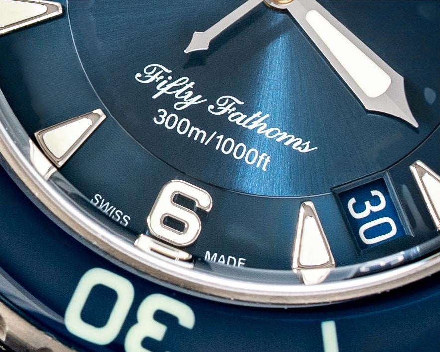 Blancpain Fifty Fathoms, Ref. 5015-12B40-052A | a 45mm Brushed Titanium Automatic Diver With Sunburst Blue Dial in Complete Set