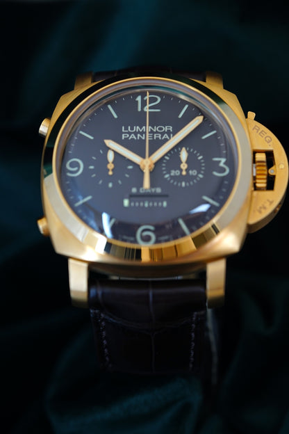 Panerai Luminor 1950 8 Days Rattrapante|ref PAM00319| a Limited Edition Pink Gold Split Second Chronograph Wristwatch With Eight Day Power Reserve
