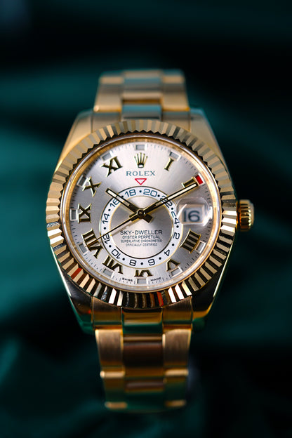 Rolex Sky-dweller 42mm | Reference 326938  | a Yellow Gold Automatic Annual Calendar Dual Time Zone Wristwatch