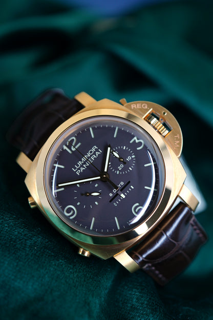Panerai Luminor 1950 8 Days Rattrapante|ref PAM00319| a Limited Edition 47mm Pink Gold Split Second Chronograph Wristwatch With Eight Day Power Reserve