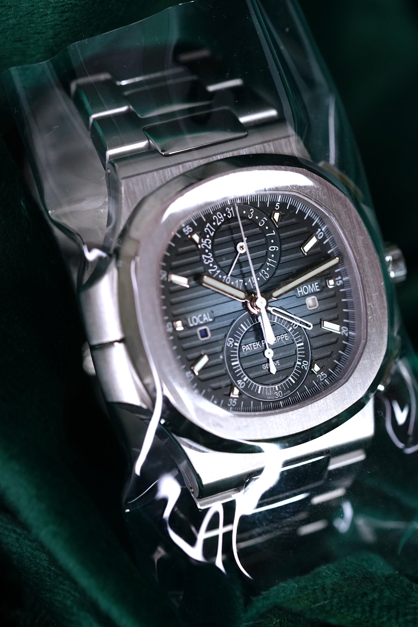 NEW PATEK PHILIPPE NAUTILUS 5990/1A-011 | STEEL TRAVEL TIME CHRONOGRAPH | SUNBURST BLUE DIAL | Q4 2025 COMPLETE SET