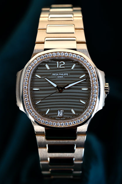Patek Philippe Ladies Nautilus | Ref 7118/1200R-010 | A 18k Rose Gold Diamond Date Wristwatch