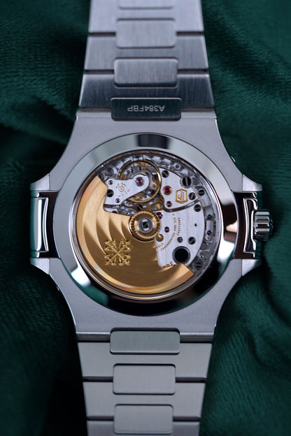 Patek Philippe Nautilus | Reference 5726/1a | A Blue Dial Stainless Steel Annual Calendar Moonphase Wristwatch