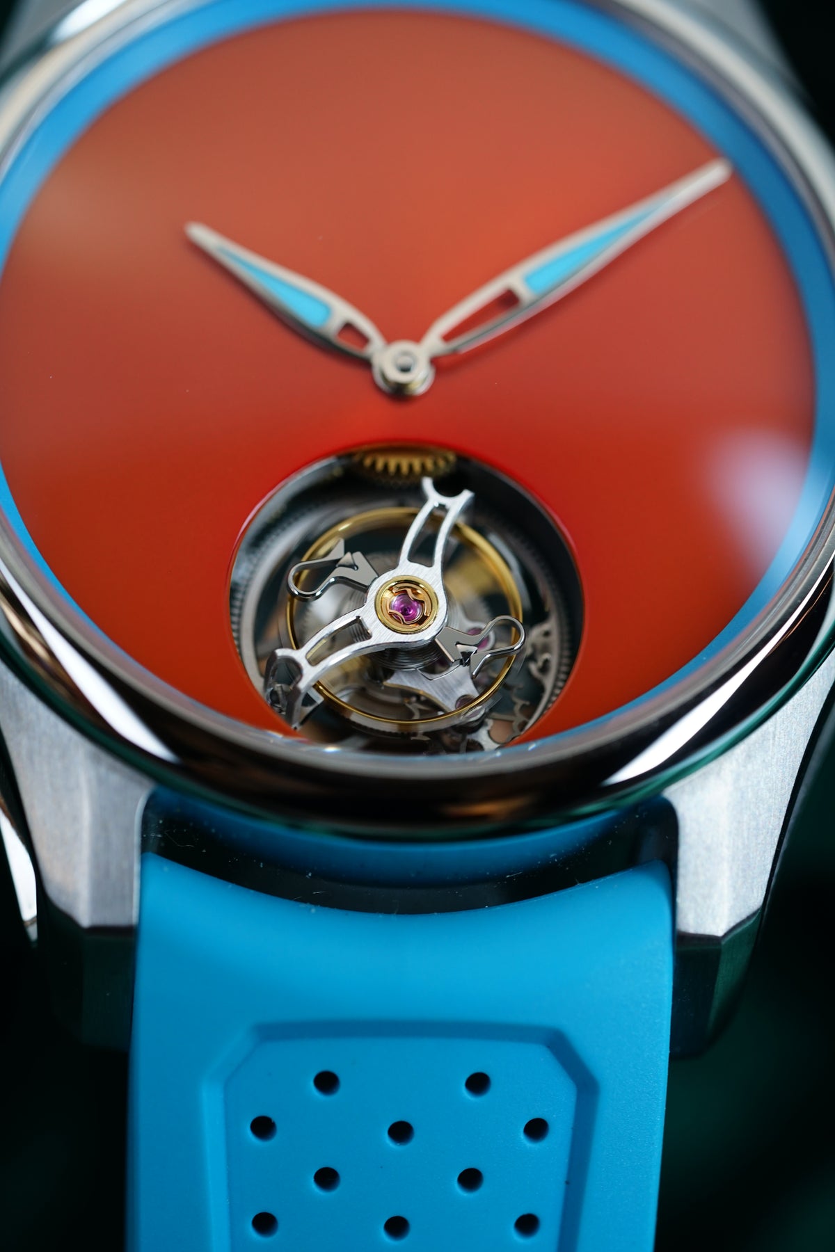 H. Moser & Cie. | Reference 3804-1208 | A Stainless Steel Automatic Flying Tourbillon Wristwatch