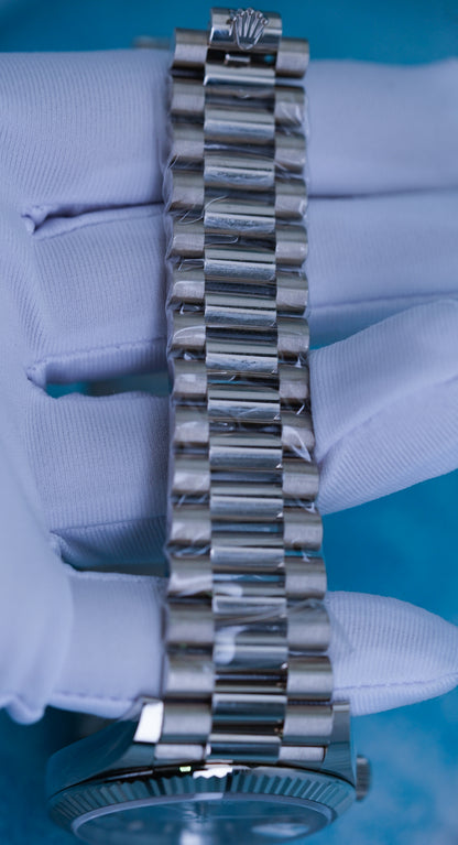 Rolex Day-date, Reference 228239  | a White Gold Olive Green Dial Automatic Wristwatch With Day, Date, and Bracelet in Complete Set