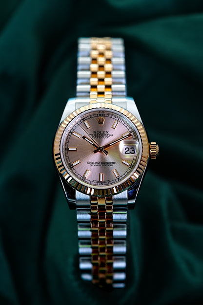 Rolex Datejust 31 FULL SET Ladies Pink Dial Two-tone Everose 18c Fluted Bezel 178271