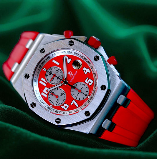 Audemars Piguet Royal Oak Offshore Chronograph 'Rhone-fusterie' Boutique Edition Ferrari RED Chronograph A LIMITED EDITION STEEL CHRONOGRAPH in Complete Set
