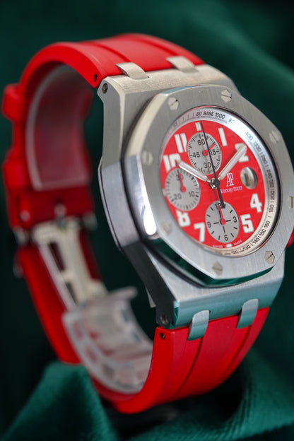 Audemars Piguet Royal Oak Offshore Chronograph 'Rhone-fusterie' Boutique Edition Ferrari RED Chronograph A LIMITED EDITION STEEL CHRONOGRAPH in Complete Set
