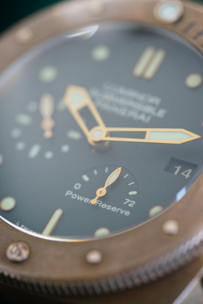 OFFICINE PANERAI LUMINOR, Reference Pam00507 | A Rare Green Dial Limited Edition of 1000 Pieces, Bronze and Titanium, Luminor Submersible 1950 3 Days Power Reserve Automatic Bronzo in Complete Set