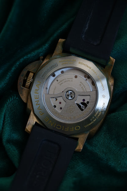 OFFICINE PANERAI LUMINOR, Reference Pam00507 | A Rare Green Dial Limited Edition of 1000 Pieces, Bronze and Titanium, Luminor Submersible 1950 3 Days Power Reserve Automatic Bronzo in Complete Set