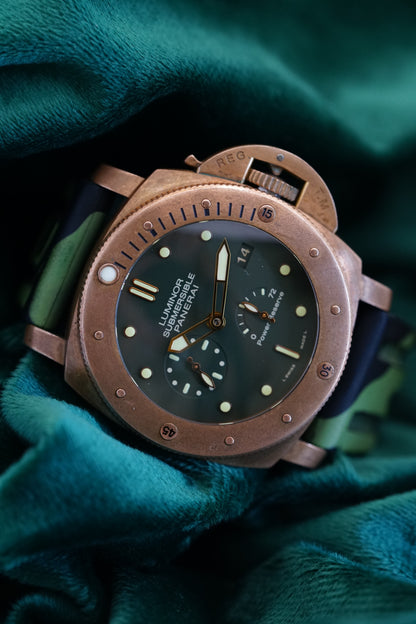 OFFICINE PANERAI LUMINOR, Reference Pam00507 | A Rare Green Dial Limited Edition of 1000 Pieces, Bronze and Titanium, Luminor Submersible 1950 3 Days Power Reserve Automatic Bronzo in Complete Set