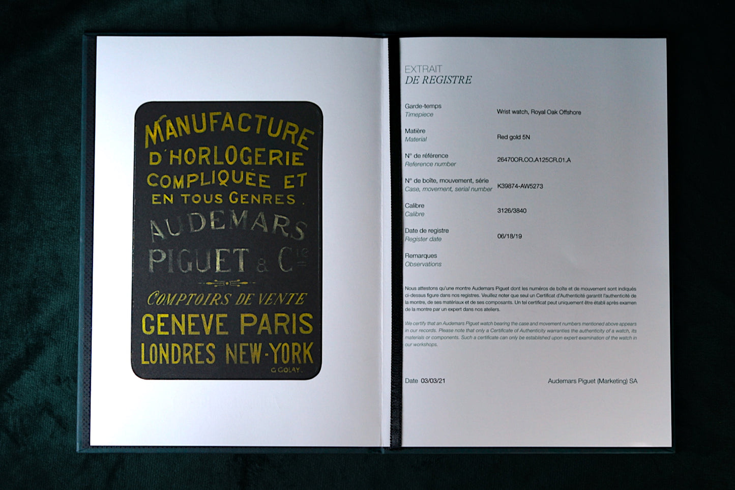 Audemars Piguet Royal Oak Offshore | Ref: 26470OR.OO.A125CR.01 | A 42mm Rose Gold Automatic Wristwatch With Date and Chronograph