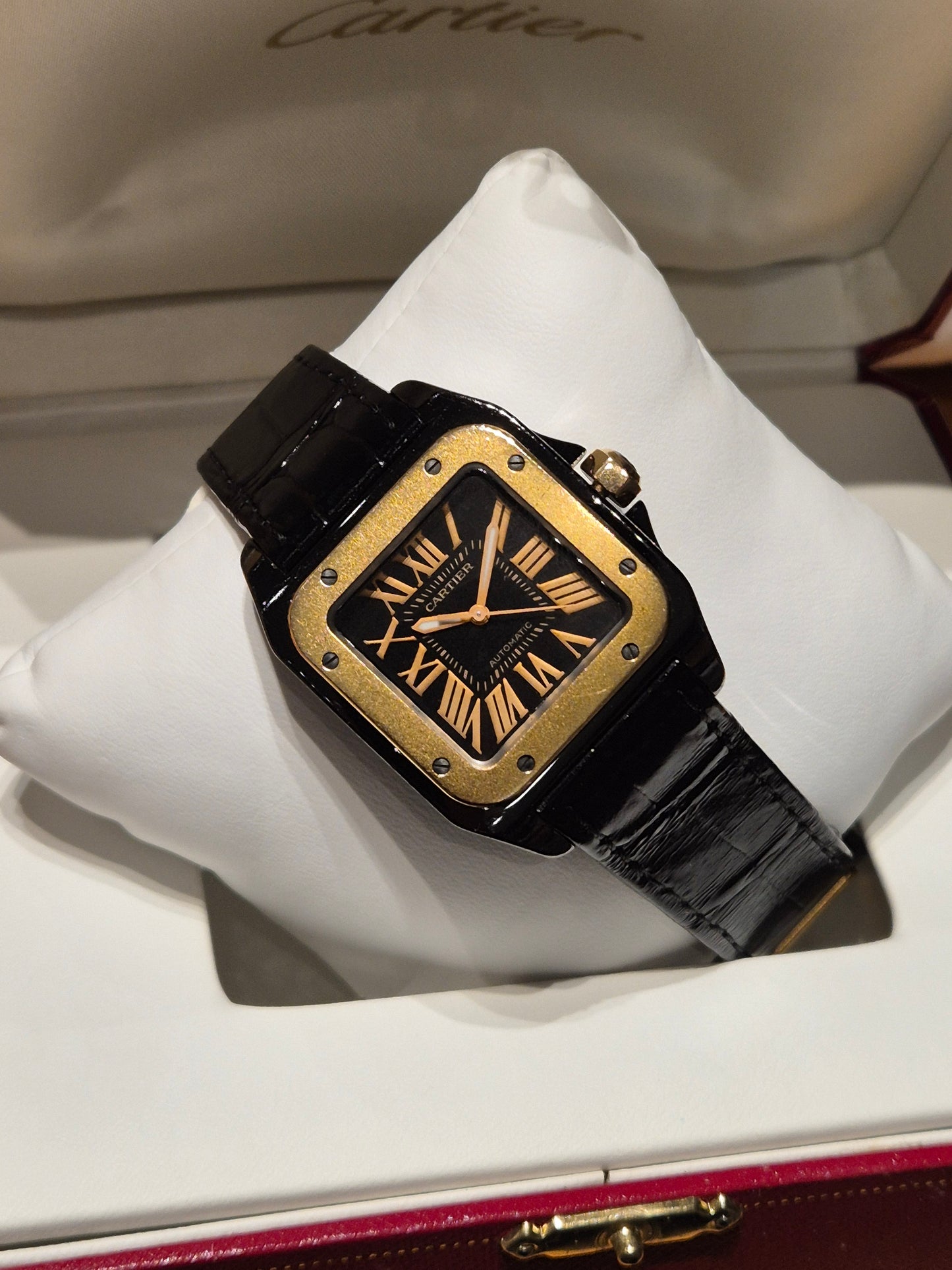 Cartier Santos 100 Rose Gold DLC M size