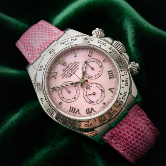 Rolex Daytona | Ref 116519 | A Beach Barbie Pink 18k White Gold Chronograph Wristwatch