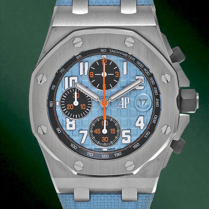 Audemars Piguet Royal Oak Offshore Chronograph, Reference 26238st.oo.a340ca.01 | a Rare Tiffany Blue Stainless Steel Chronograph Wristwatch With Date