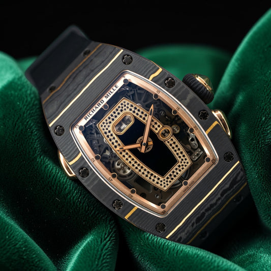 Richard Mille| Ref Rm037 | a Ntpt Carbon Fibre and Black Diamond-set Semi-skeletonised Wristwatch With Date