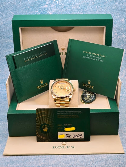 Rolex Day-Date 40 Reference 228238 Presidential Timepiece in Champagne Yellow (2023)