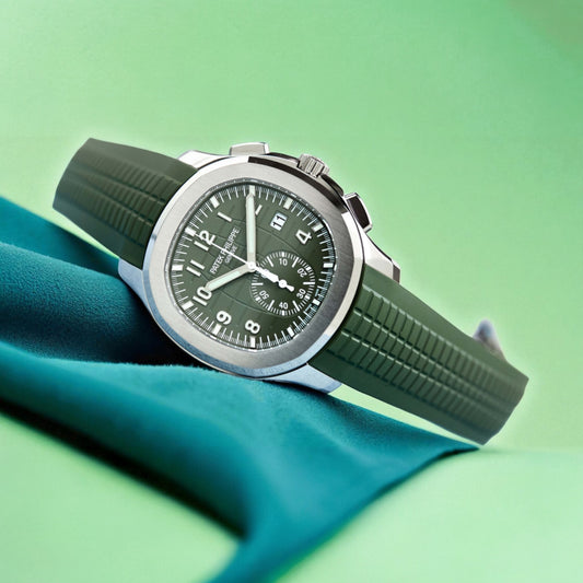 Patek Philippe Aquanaut 5968G-010 Khaki Green | A White Gold Flyback Chronograph timepiece in Full Set