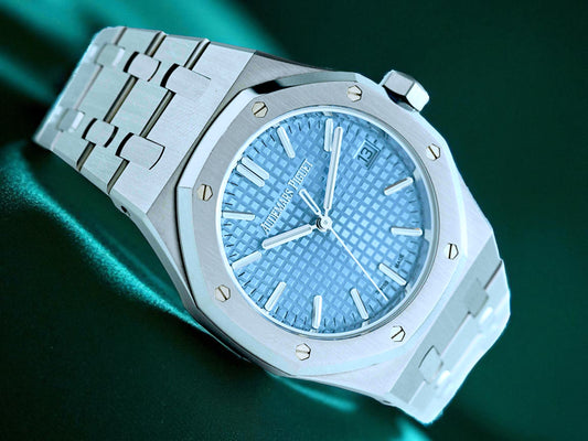 AUDEMARS PIGUET ROYAL OAK 15550ST.OO.1356ST.04 ICE BLUE A RARE ICE BLUE Limited Prod Anniversary Timepiece with White Gold