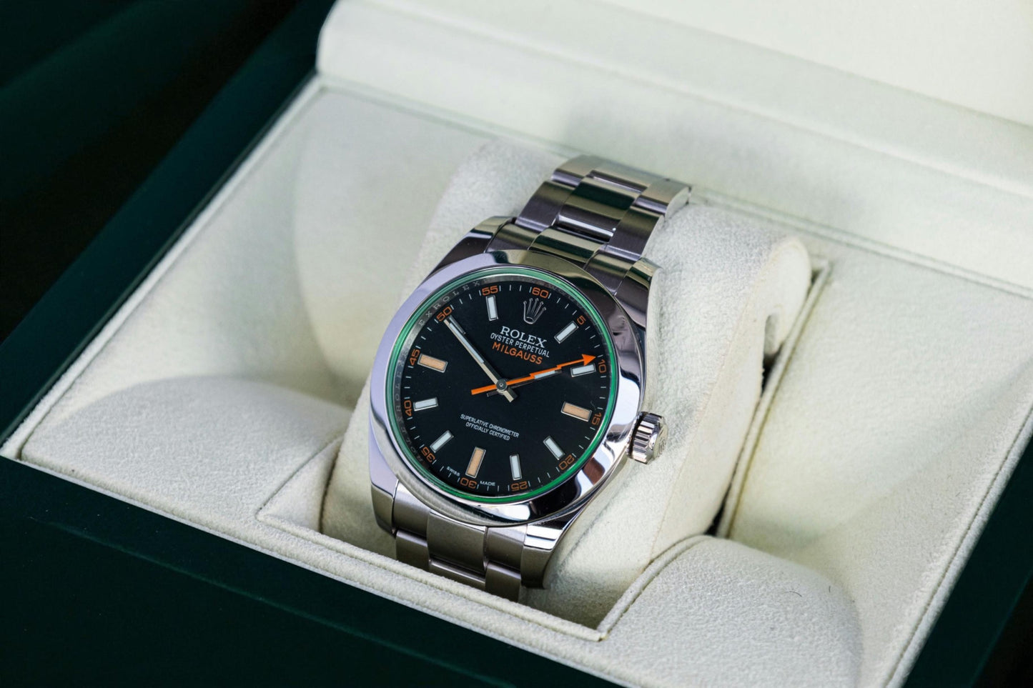 Rolex Milgauss, Reference 116400  a Stainless Steel Automatic Wristwatch with Oyster Bracelet
